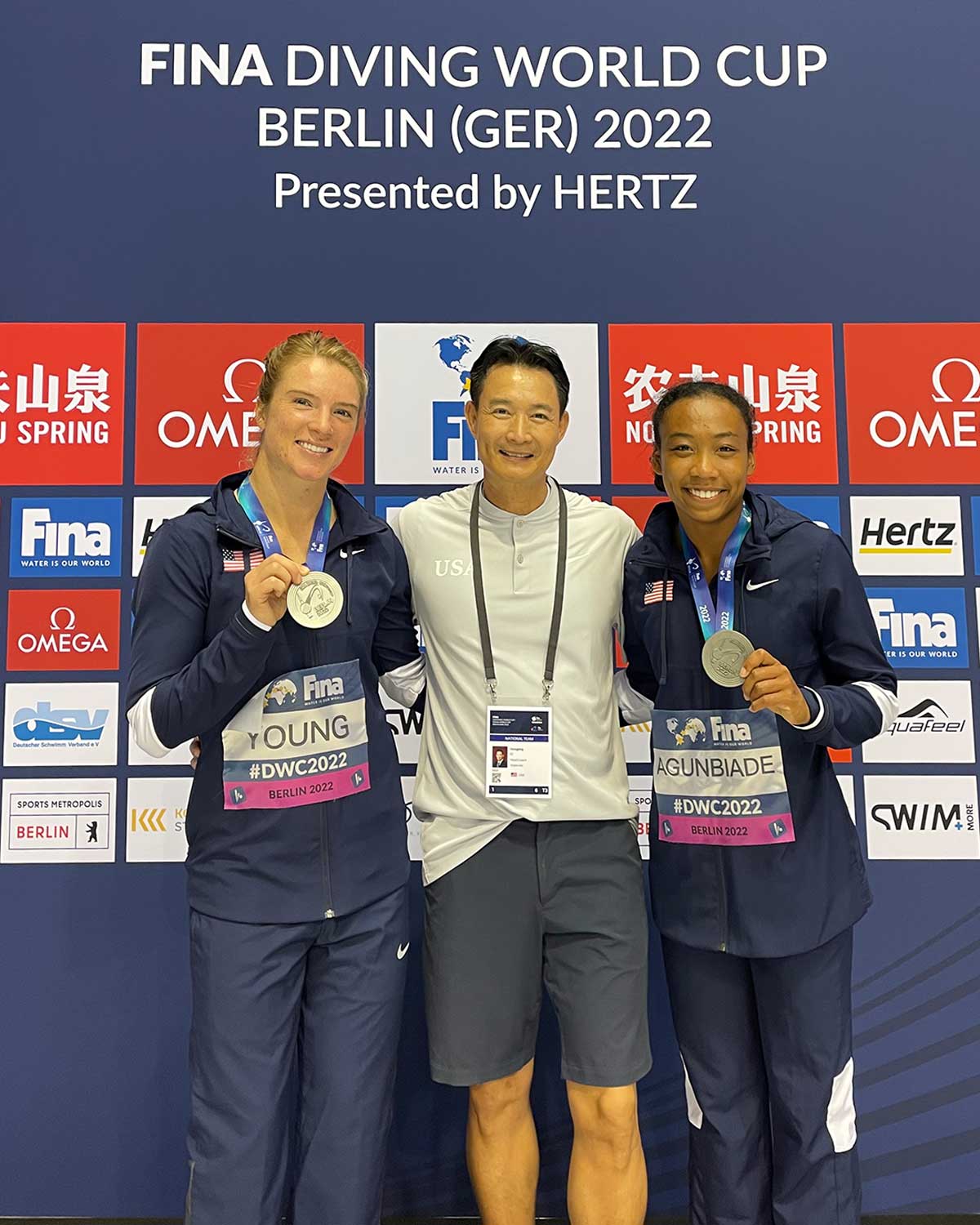 Nike Agunbiade, Katrina Young, Hongping Li FINA Diving Worlds, Berlin Germany, 2022